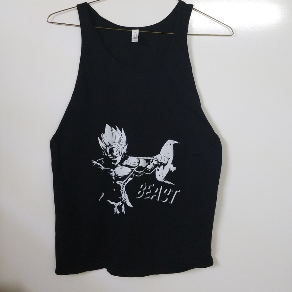 Gym tank with  dragon ball Goku lifting